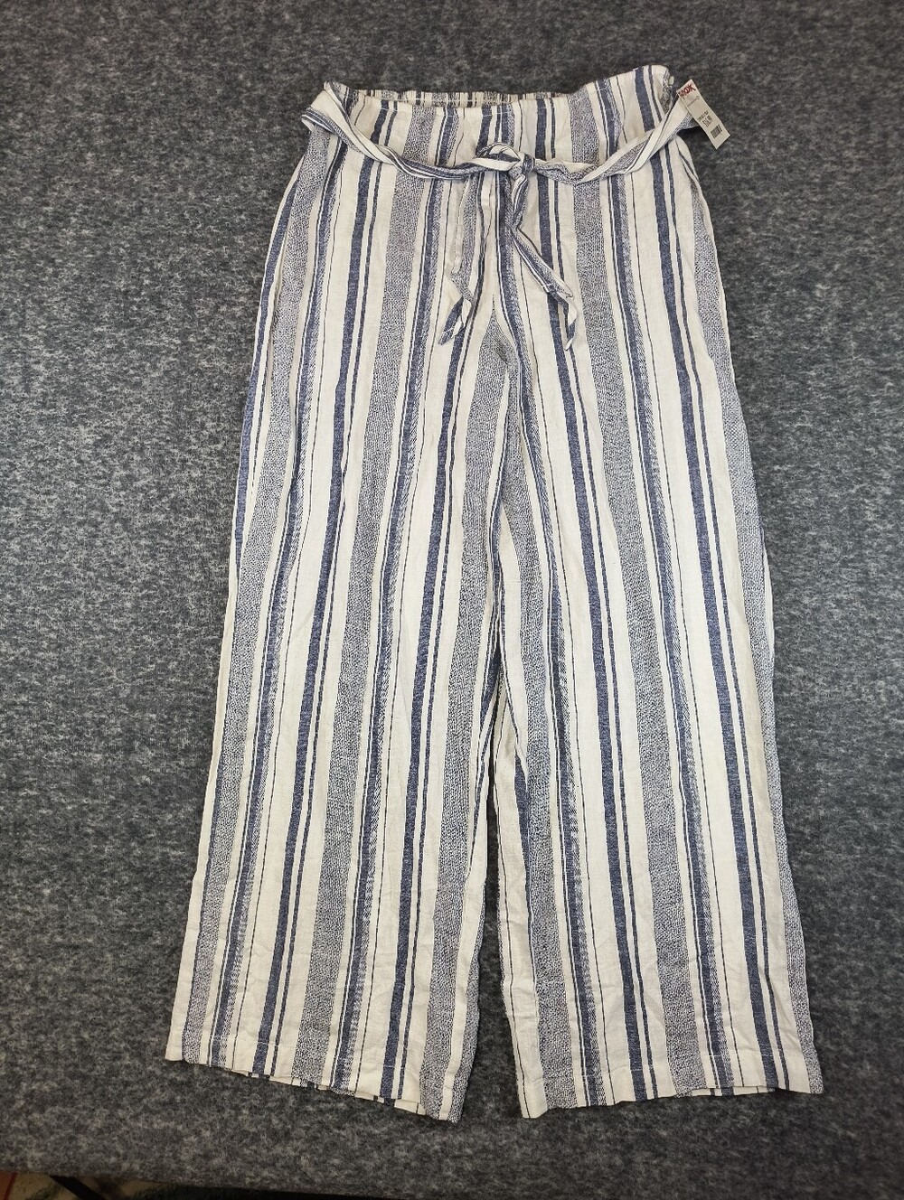 NWT Beach Lunch Lounge linen blend blue striped wide leg pants, women's large
